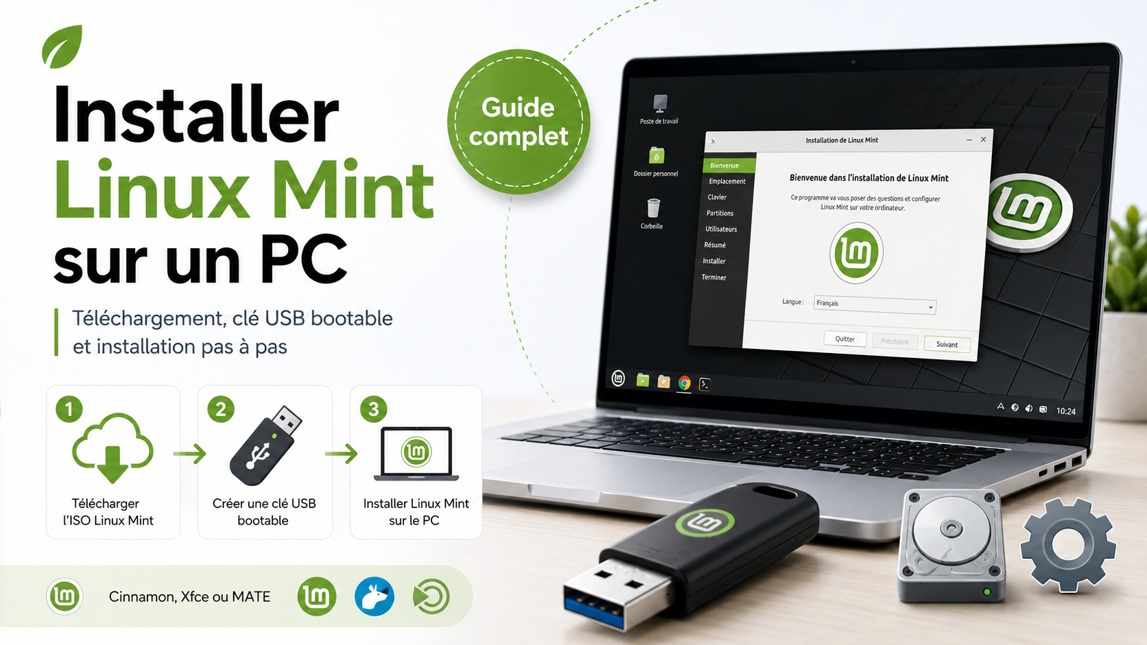 Installation de Linux Mint sur un PC avec une clé USB bootable